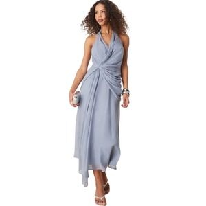 NWT ASOS Halter Plunge Draped Knot Midi Dress Womens 6